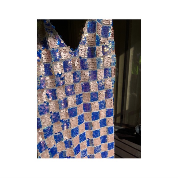 NWOT Pink Checkered Sequin Dress - Picture 4 of 5